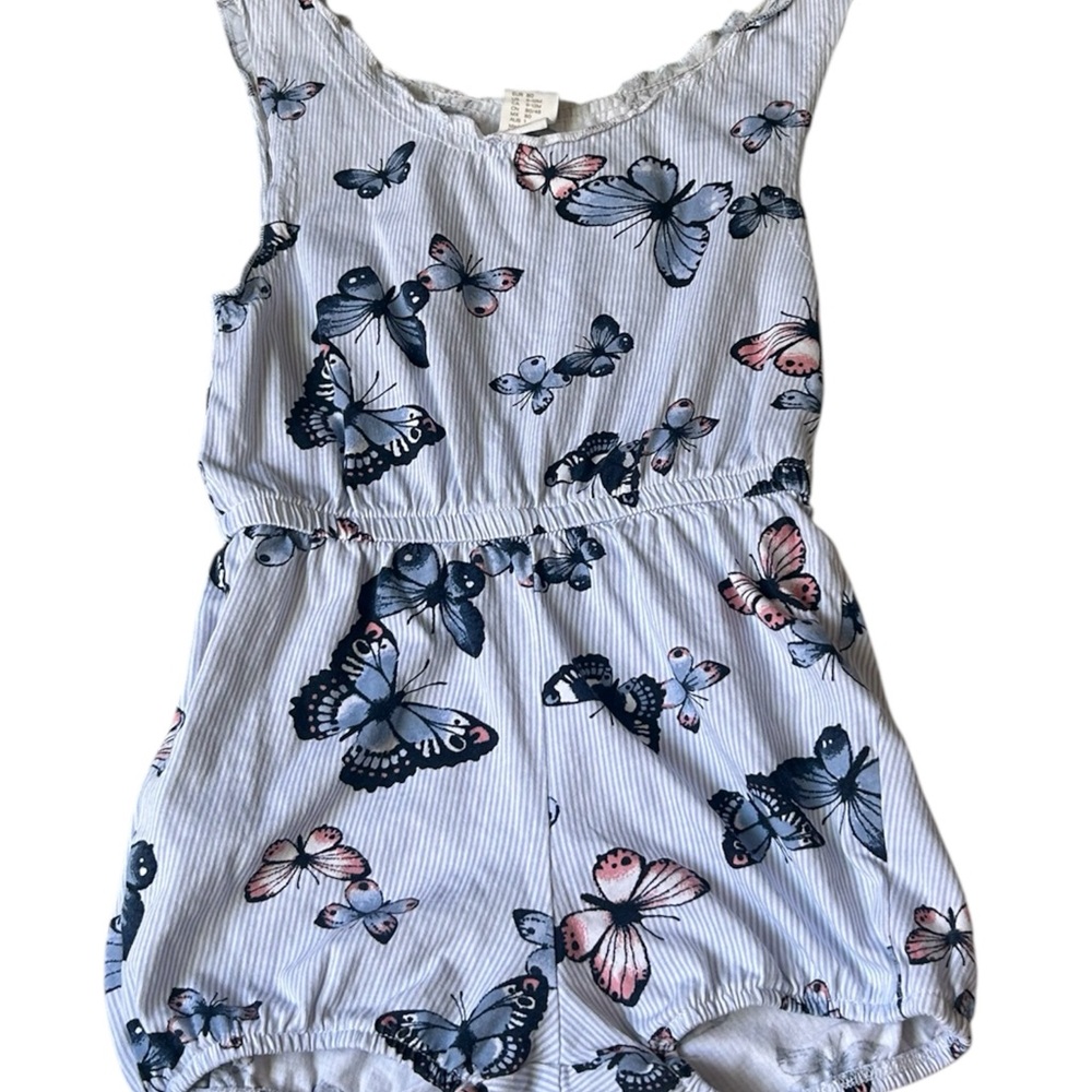 H&M baby girl butterfly print romper size 9-12 M